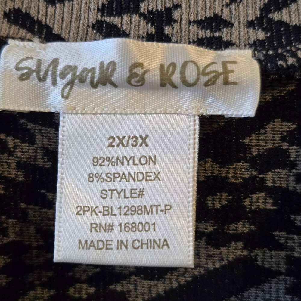 Sugar & Rose‎ Womens Geometric Mock Neck Top Nylon Blend Office 2X/3X - Picture 3 of 7